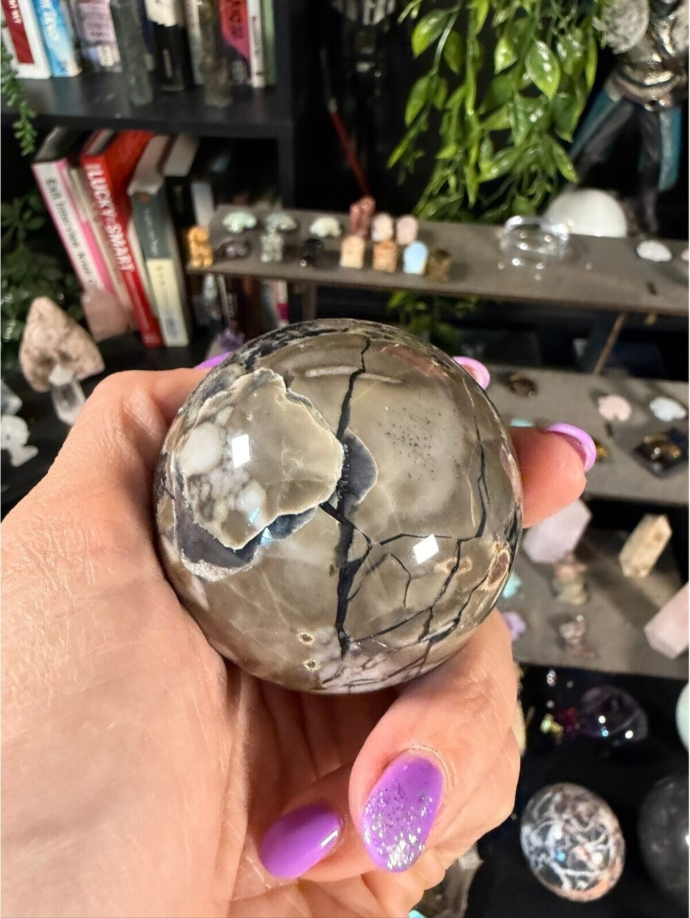 Volcano Agate Crystal Sphere - Picture 2 of 3